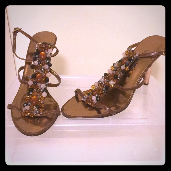 Strappy Stone Studded Heels - Picture 1 of 2